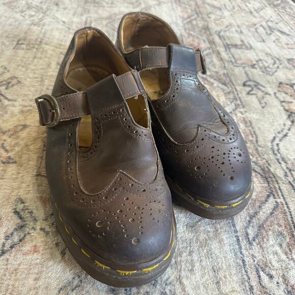 VTG Dr. Martens Wingtip Buckle Mary Janes RARE Made in England UK 8 US 10 8142 - Picture 2 of 6
